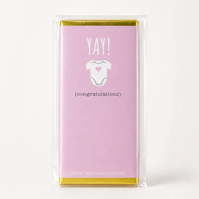 Budskabs chokolade: "YAY! Congratulations" (Lyserød)