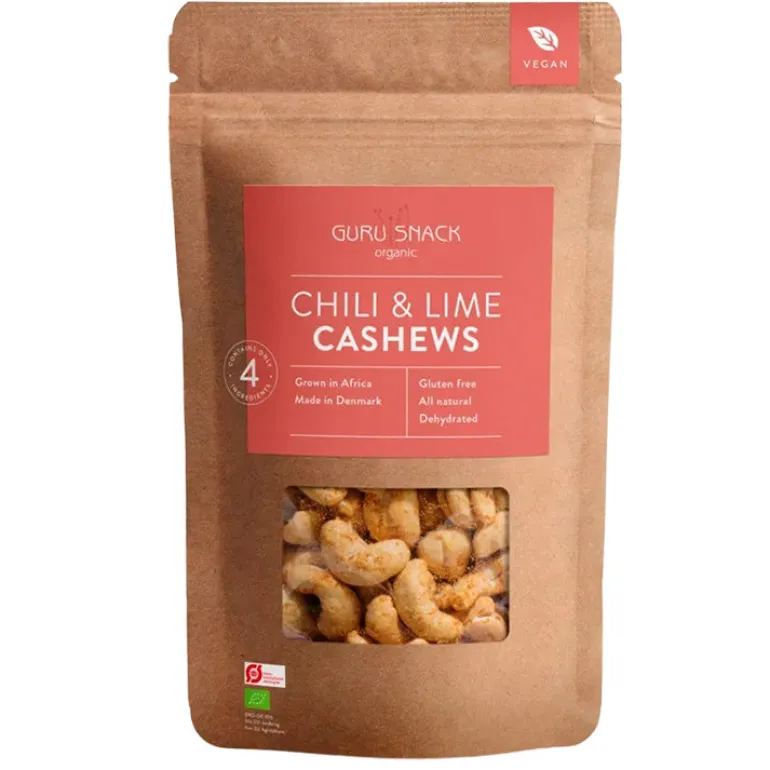 Chili og lime cashewnødder - Guru snack