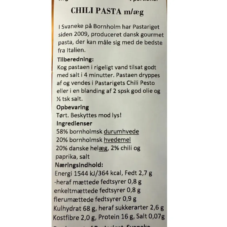 Chili Pasta, Pastariget Bornholm