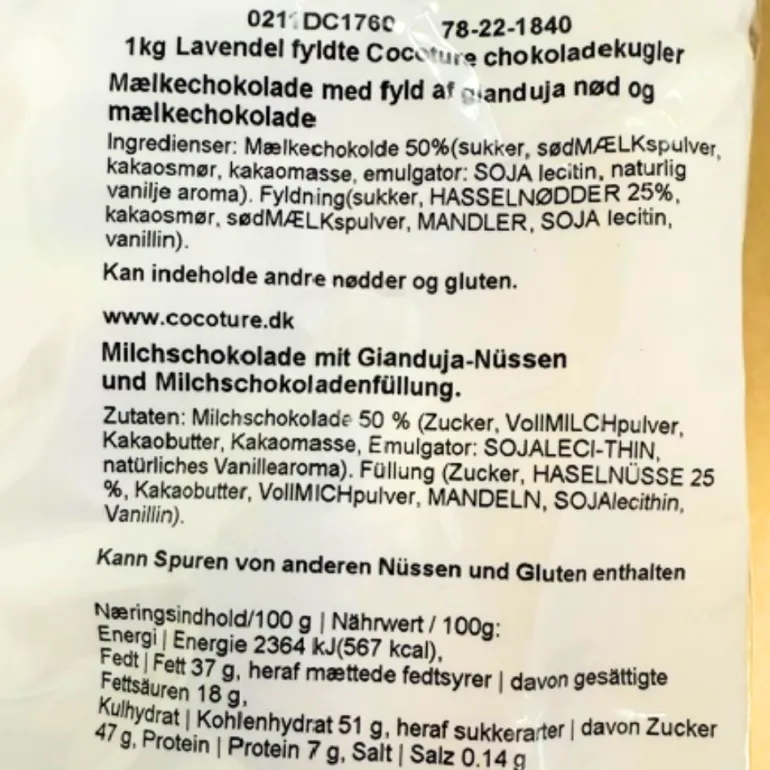 Chokoladekugle | Mælkechokolade med 'cookies & cream' - lilla