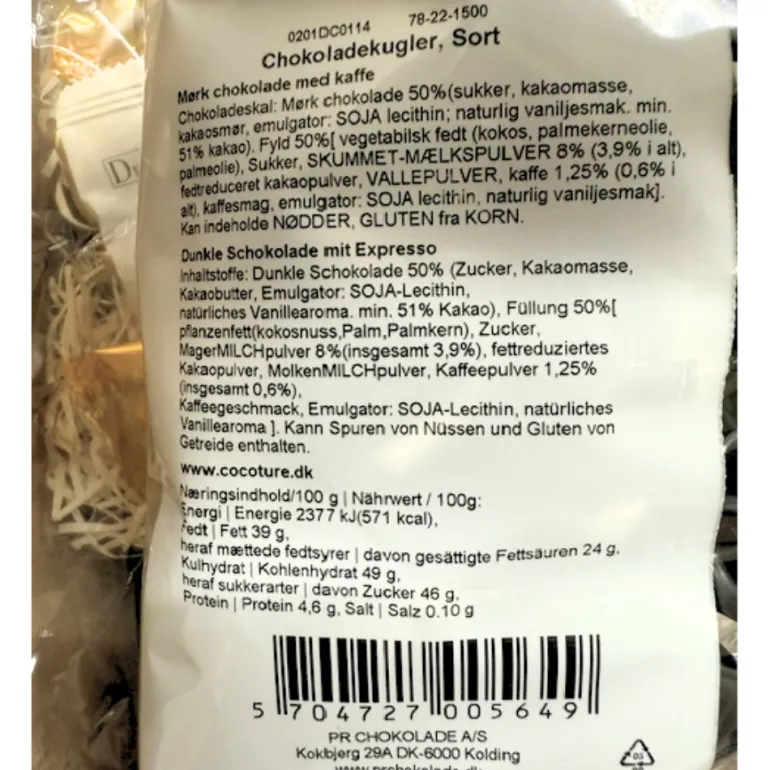 Chokoladekugle | Mørk chokolade med espresso - sort