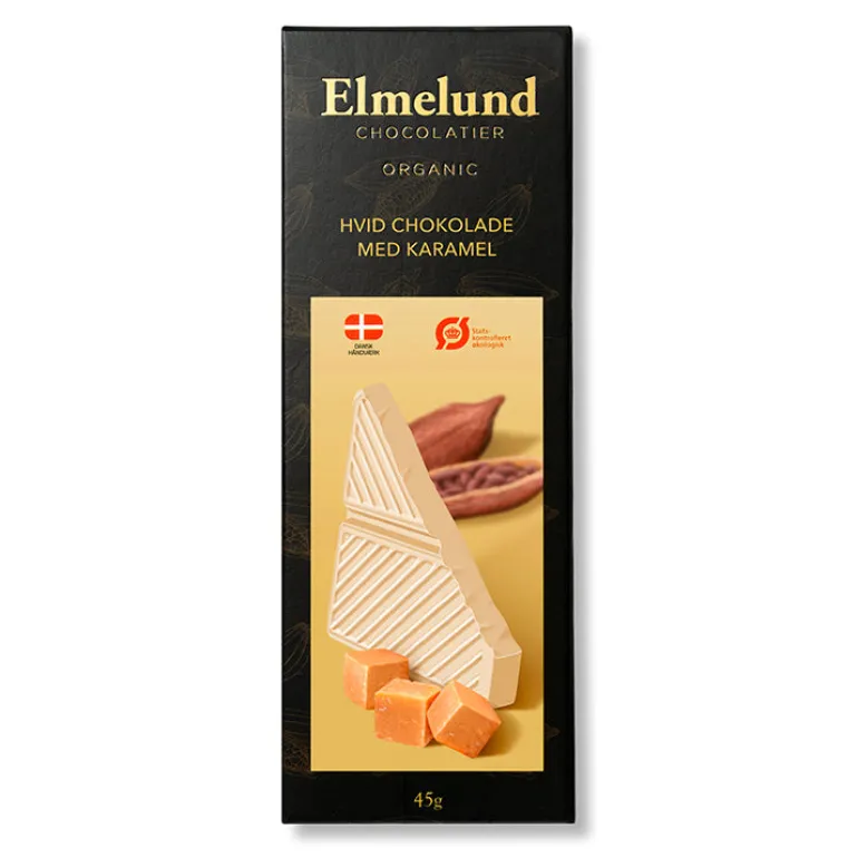 Chokoladeplade, hvid chokolade med karamel (økologisk)