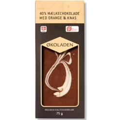 Chokoladeplade, 40 % mælkechokolade med orange og knas - Økoladen