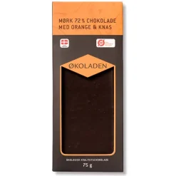 Chokoladeplade, 72 % mørkchokolade med orange og knas