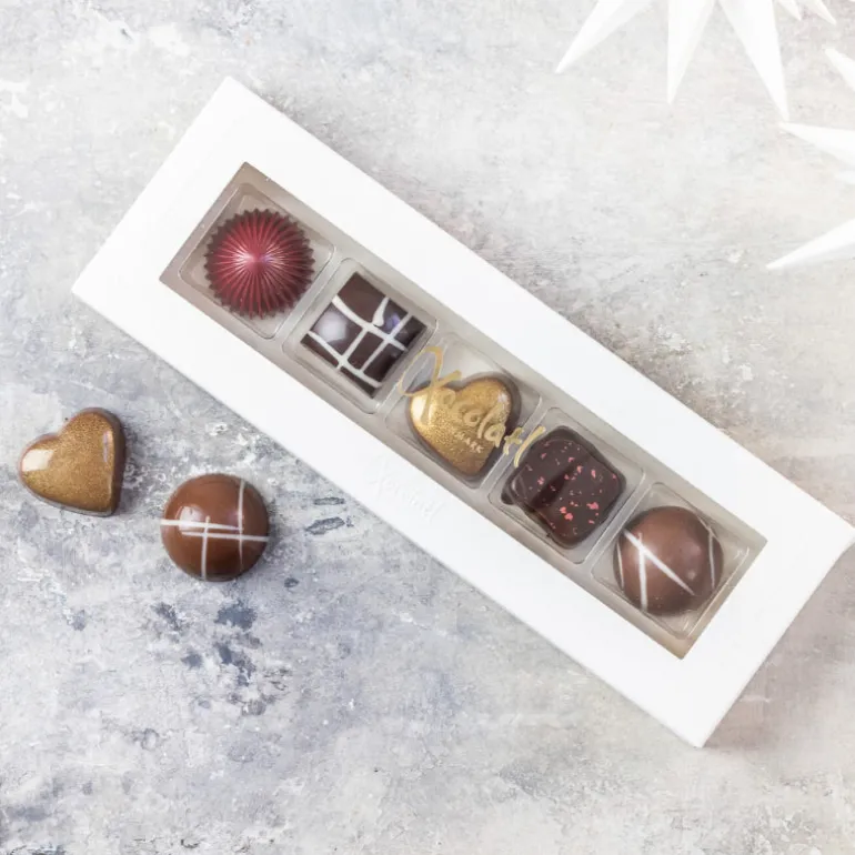Christiansfelder gaveæske med 5 fyldte chokolader - Xocolatl