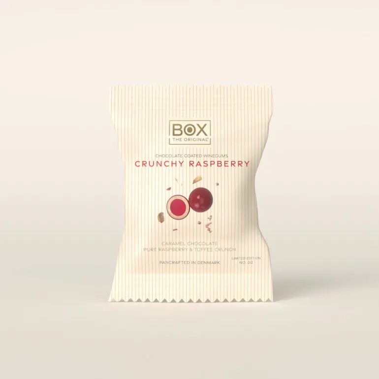 Crunchy Raspberry gourmetvingummi 2 stk. 15 g - Box The Original