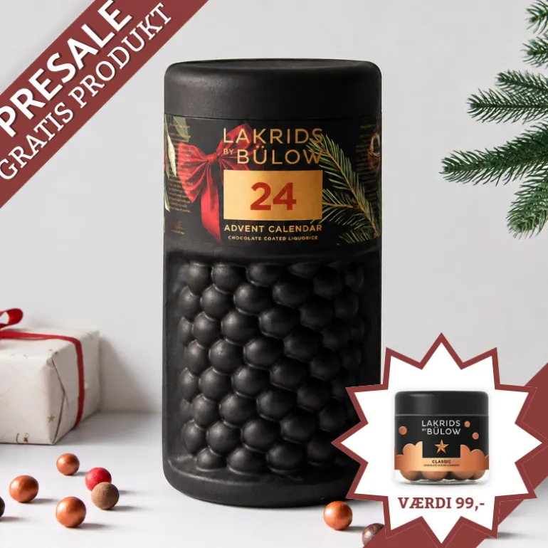 Familie Julekalender 2026 fra Lakrids by Bülow inkl. gratis Classic lakrids (værdi 99,-)