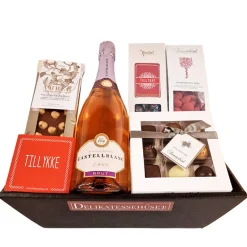 Gavekurv - du skal fejres med rosébobler og chokolade