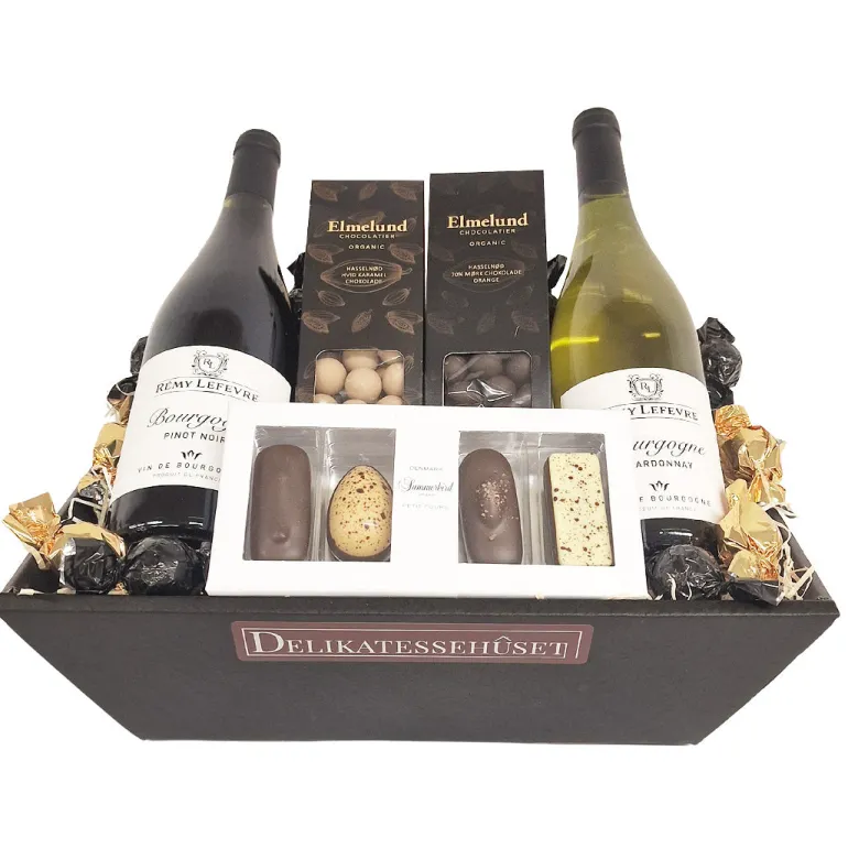 Gavekurv - med Bourgogne vin, nødder & chokolade
