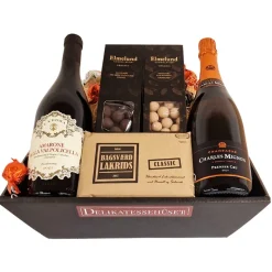 Gavekurv - med champagne, rødvin, lakrids og chokoladenødder