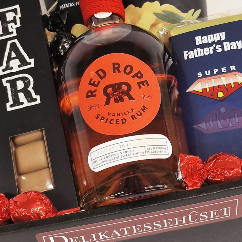 Gavekurv med Red Rope spiritus til Fars dag