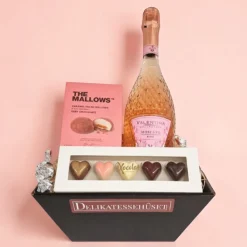 Gavekurv - med rosé bobler og fyldte chokolader