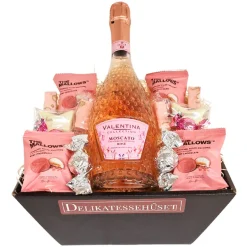 Gavekurv - med rosé bobler og luksus chokolade