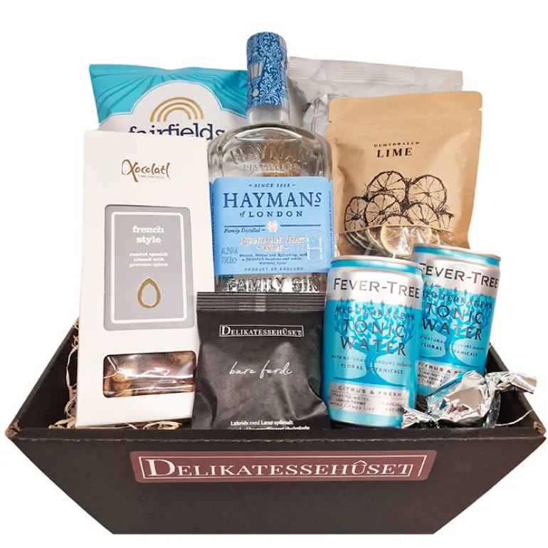 Gavekurv m. Haymans London Dry Gin, tonic og snacks