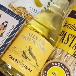 Gavekurv - 'Middag for to' m. dansk gourmetpasta, laks og fransk hvidvin