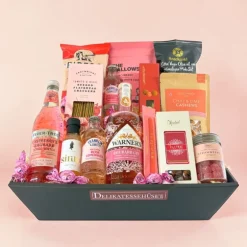 Gavekurv - ønsk tillykke med en stor pink gin & tonic kurv