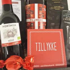 Gavekurv - ønsk Tillykke med rødvin & special-øl