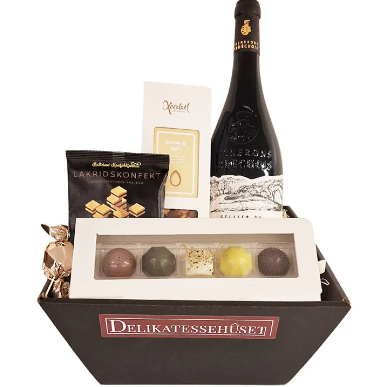 Gavekurv - send en gave med rødvin og chokolade