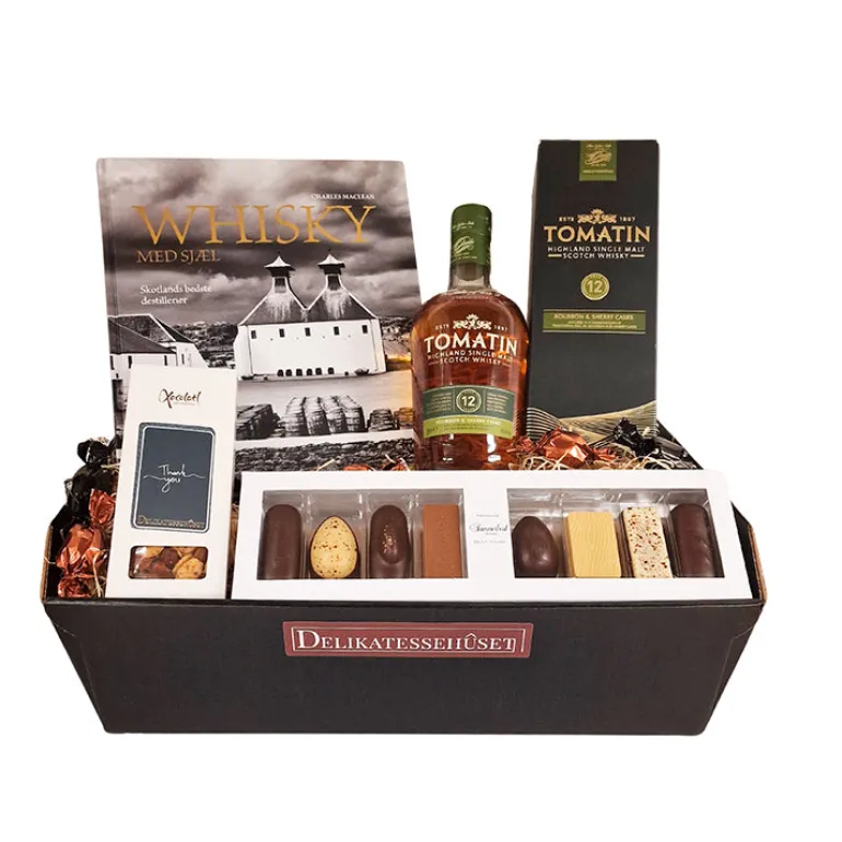 Gavekurv - sig 'tak' med Tomatin 12 year Whisky og stor whiskybog