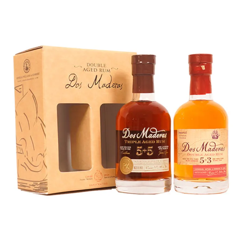 Gaveæske med Dos Maderas Caribbean 5+3 & 5+5 ÅR (2*20 cl)