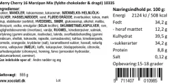 Gaveæske med fyldte chokolader og marcipanbarer