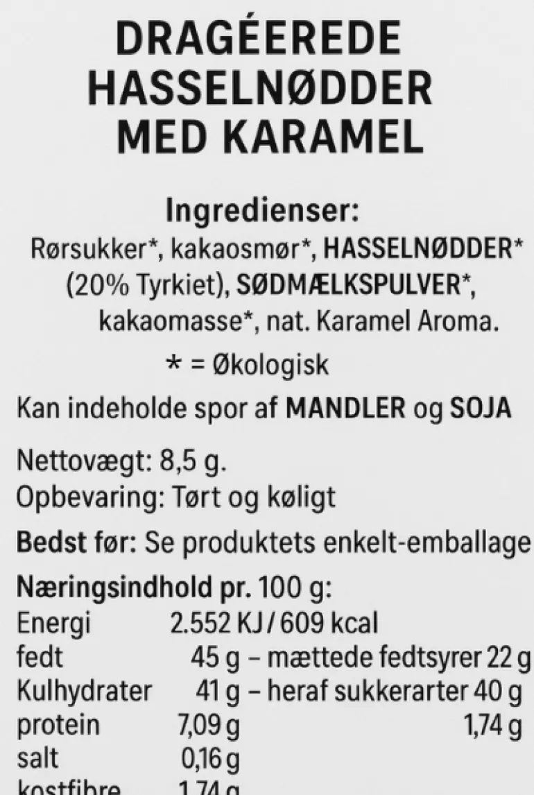 Hasselnødder Hvid Karamel, flowpack - Elmelund
