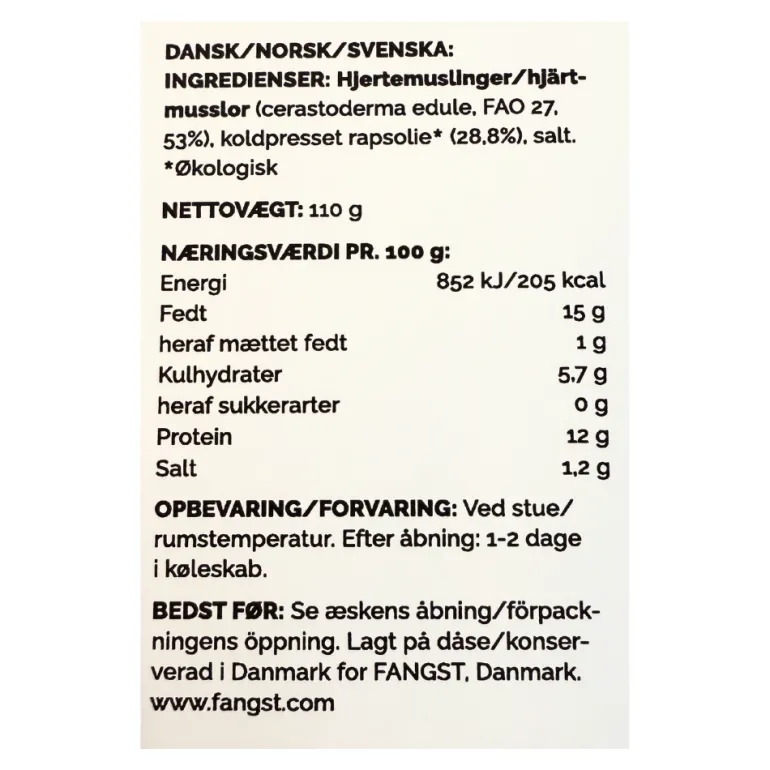 Hjertemusling i koldpresset rapsolie - Fangst