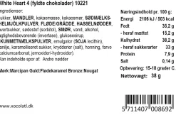 Hvid hjerte gaveæske med 4 chokolader