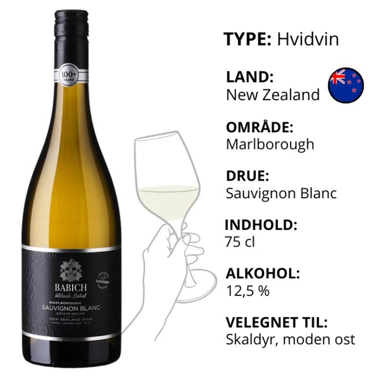 Hvidvin, Babich Black Label Sauvignon Blanc Marlborough (New Zealand)