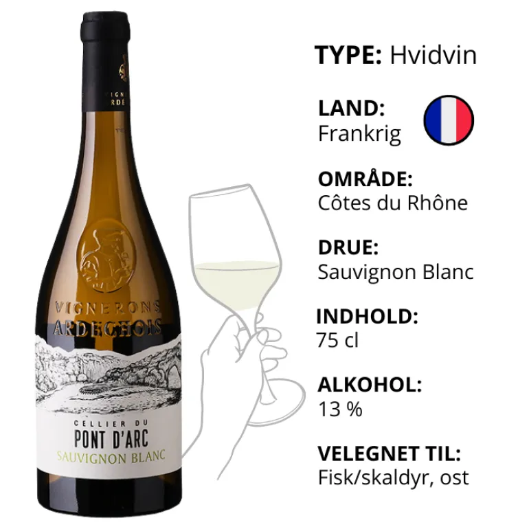 Hvidvin, Cellier du Pont d'Arc - Sauvignon Blanc (Frankrig)