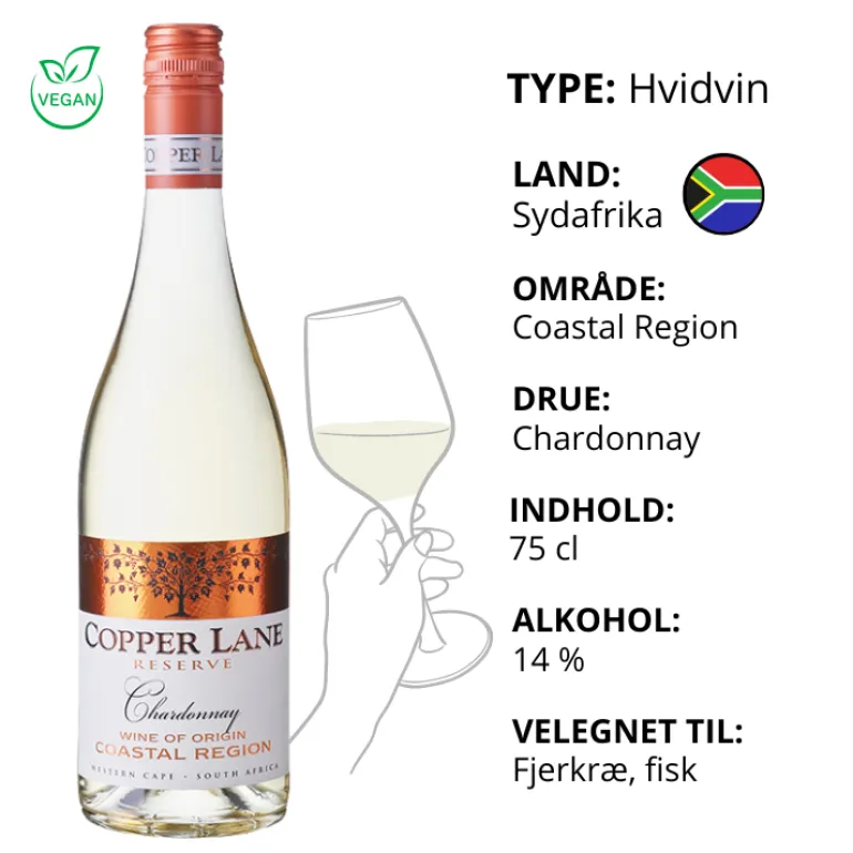 Hvidvin, Copper Lane - Reserve Chardonnay (Sydafrika)