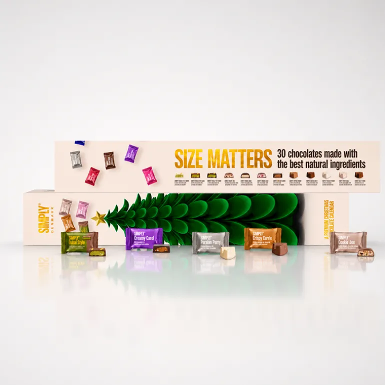Julekalender med chokolade 'Size matters' - Simply Chocolate