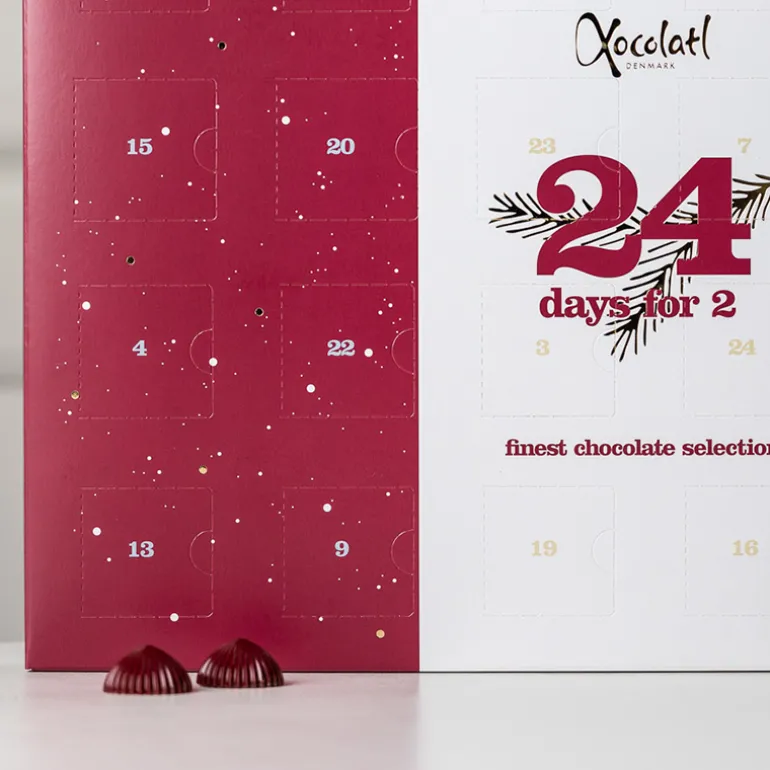 Julekalender med fyldt chokolade (2 pers.) fra Xocolatl