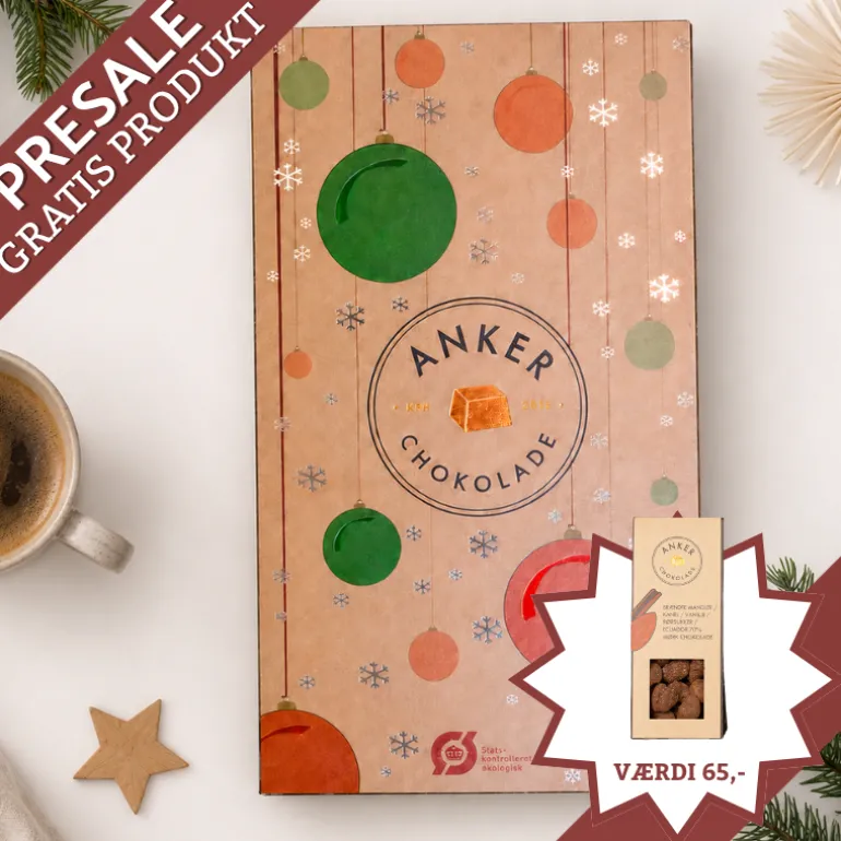 Julekalender med fyldte chokolader fra Anker Chokolade
