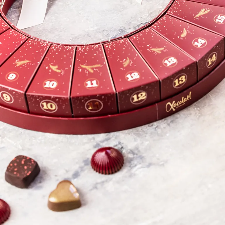 Julekalender – smuk julekrans med chokolade fra Xocolatl