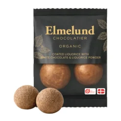 Økologiske lakridskugler med lakridspulver - Elmelund Chocolatier
