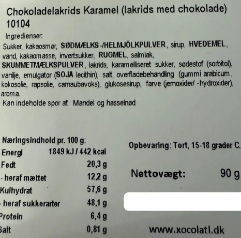Lakridser med karamel-chokolade i æske - vælg variant