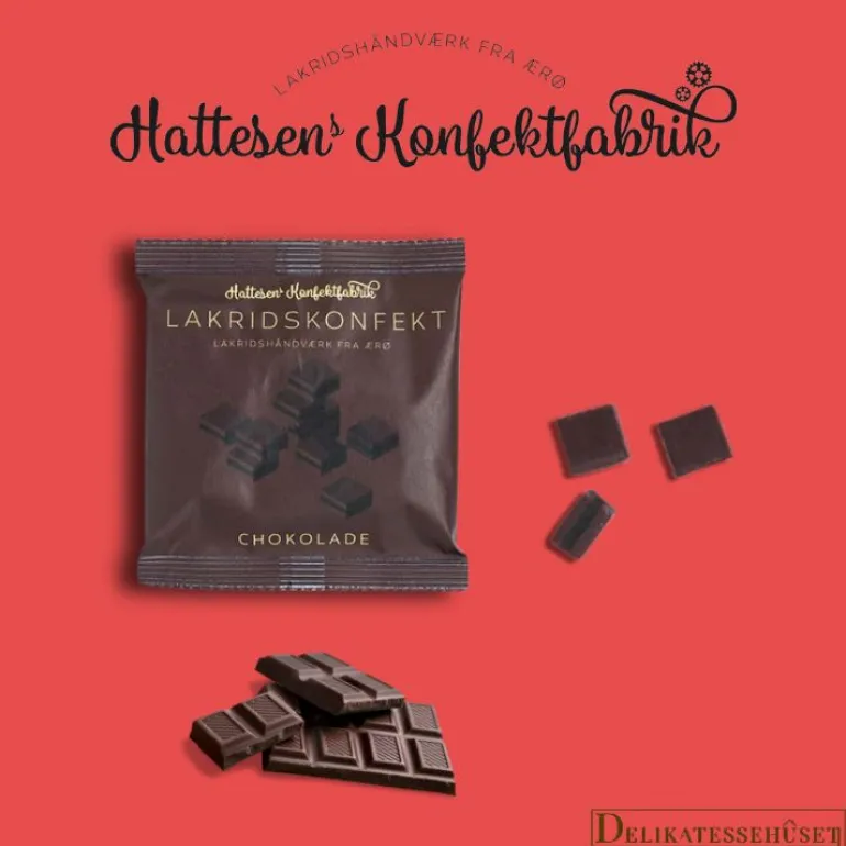 Lille pose med chokolade lakridskonfekt fra Hattesen's Konfektfabrik