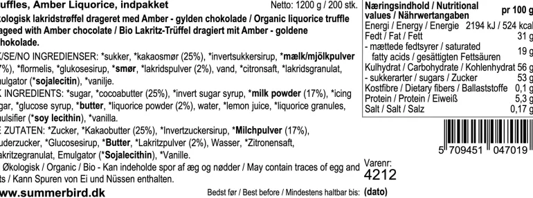 Liqourice Truffle flowpack, Summerbird