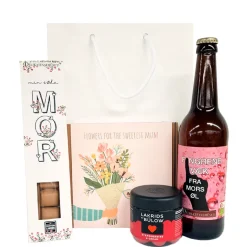 Morsdag gave - gavepose med blomsterfrø, lakrids og øl
