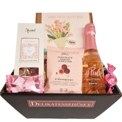 Mors dag gave med blomsterfrø, rosébobler og vingummi