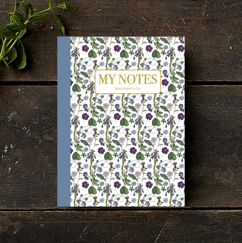Noteshæfte | Blå blomstermønster