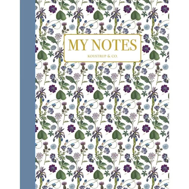 Noteshæfte | Blå blomstermønster