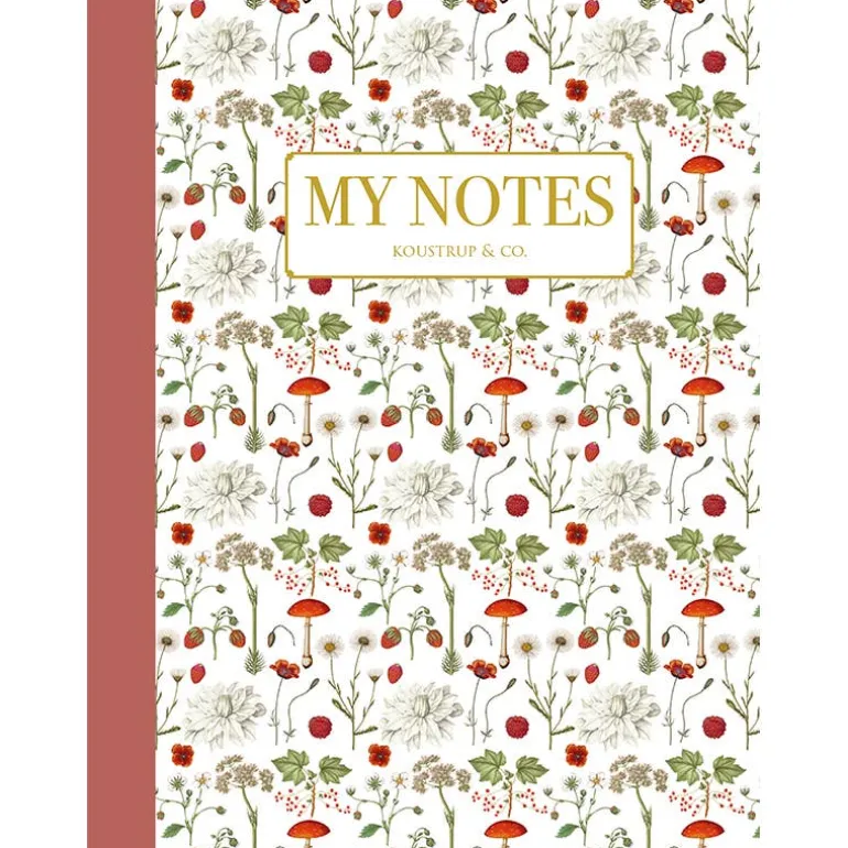 Noteshæfte | Rød blomstermønster