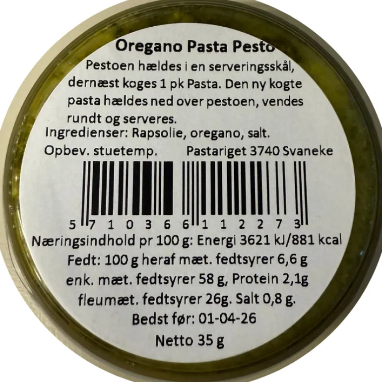 Oregano Pesto, Pastariget Bornholm