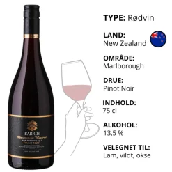 Rødvin, Babich Winemakers Reserve Pinot Noir Malborough (New Zealand)