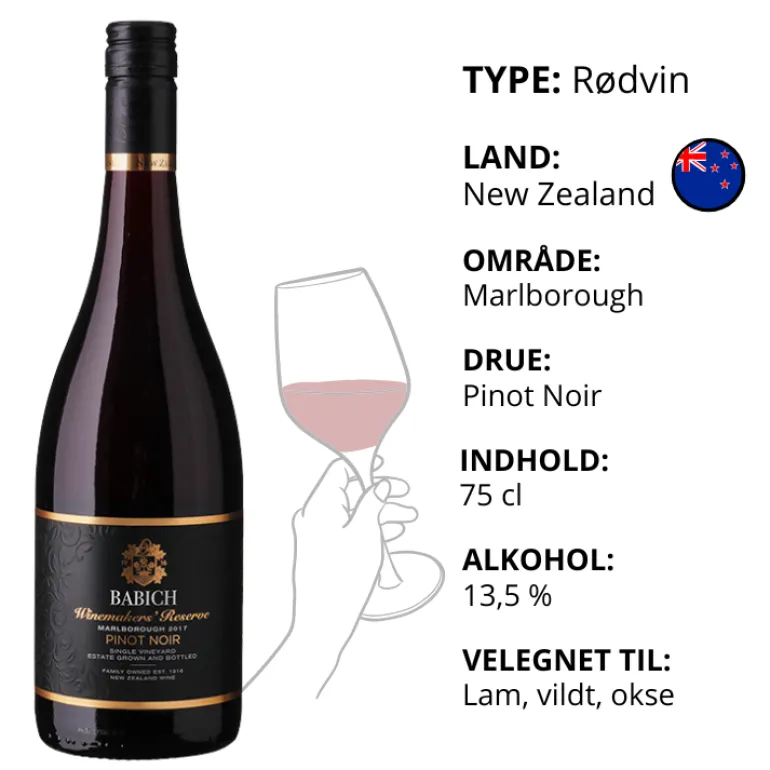 Rødvin, Babich Winemakers Reserve Pinot Noir Malborough (New Zealand)