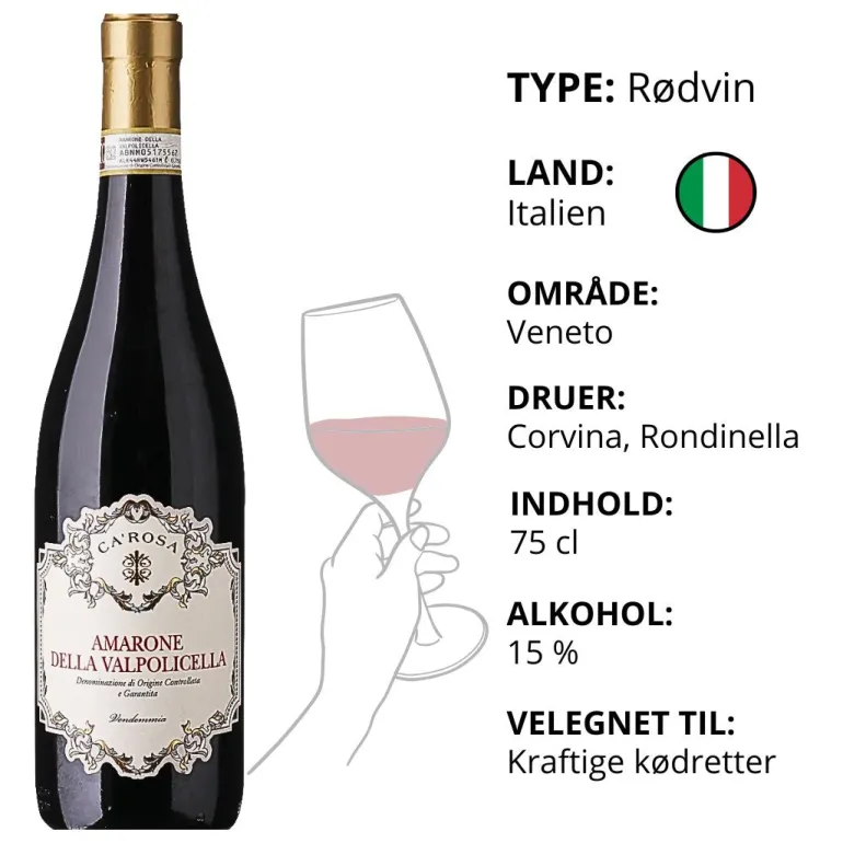 Rødvin, Ca' Rosa - Amarone Della Valpolicella DOCG (Italien)