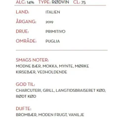 Rødvin, Tenuta Notturnia - Primitivo (Italien)