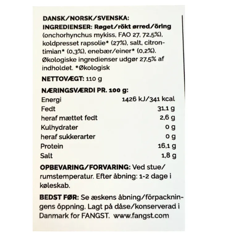 Røget dansk regnbueørred, enebær og citrontimian - Fangst
